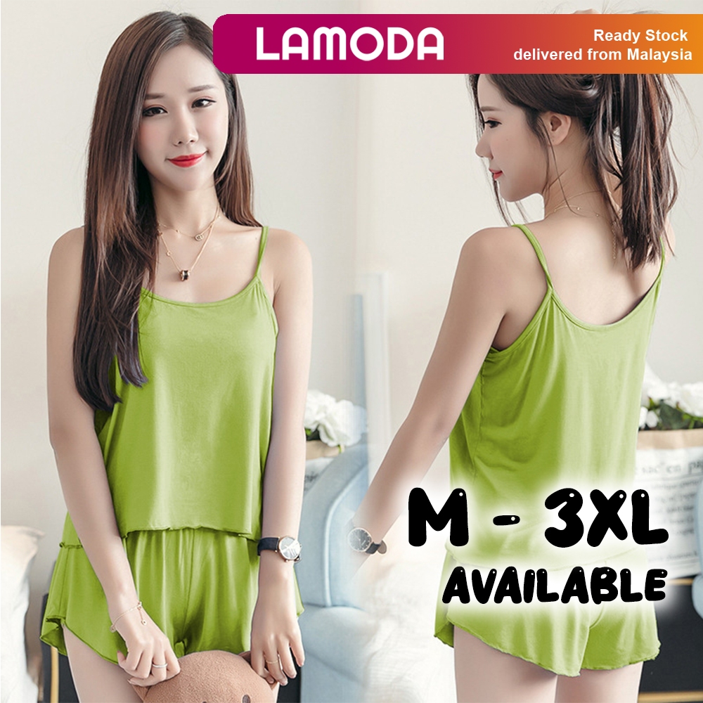 [M-5XL][Lamoda]ILONA Women Pyjamas Camisole + กางเกงขาสั้น