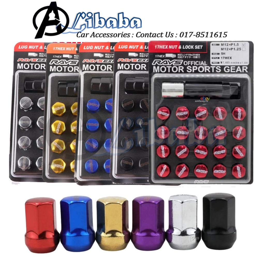 Rays nut Racing Wheel Nut เหล็กสั้น Heavy Duty Tyre Nut M12xP1.5 20 ชิ้น