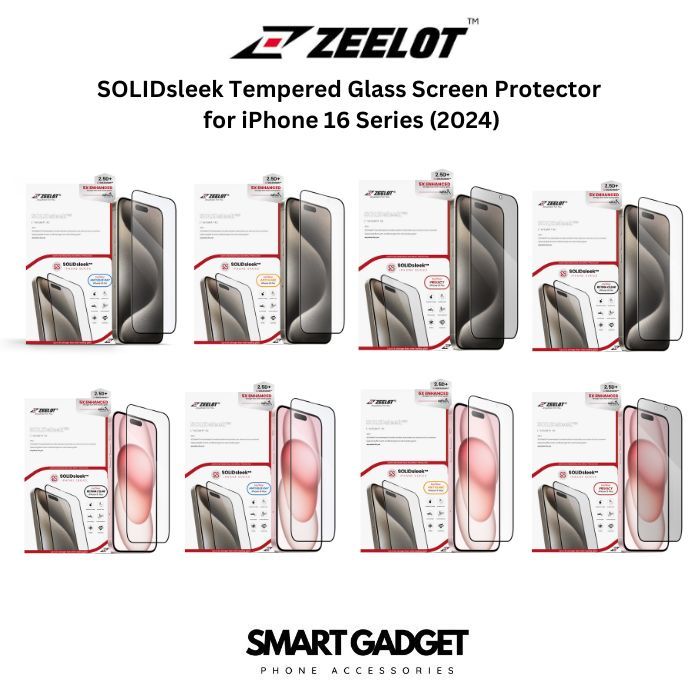 ZEELOT SOLIDsleek กระจกนิรภัยป้องกันหน้าจอสําหรับ iPhone 16 Series (2024)