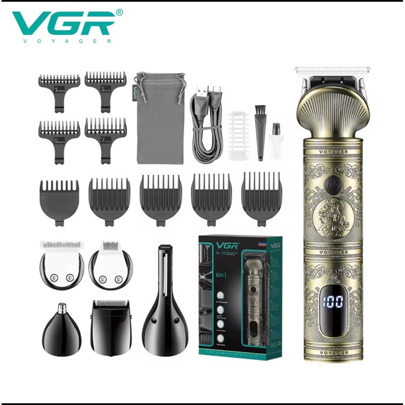 VGR V-106 ผมClipperชาร์จเคราTrimmerสําหรับผู้ชายชุดกรูมมิ่งผมไร้สายTrimmer Mesin Rambut