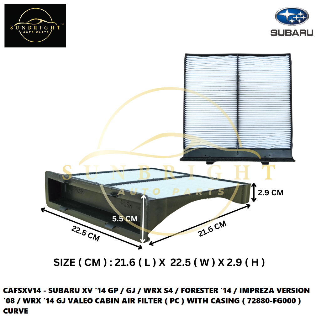 SUBARU XV GP / GJ / WRX S4 / FORESTER / IMPREZA VERSION / WRX GJ VALEO CABIN AIR FILTER ( PC ) ( 728