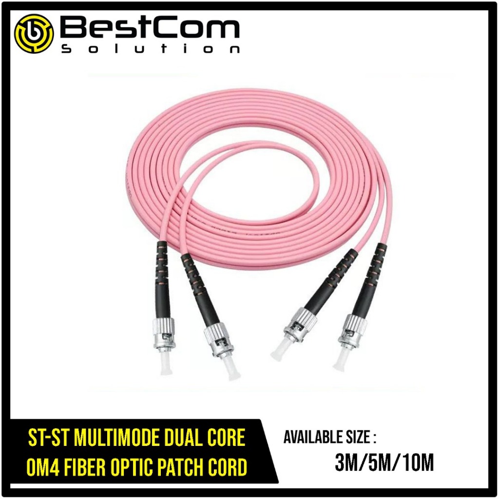 ST-ST MULTIMODE DUAL CORE FIBER OPTIC PATCH CORD OM4