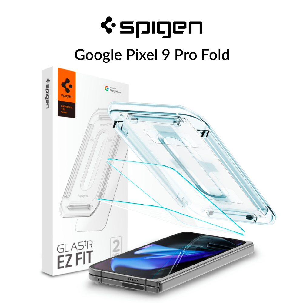 [2 แพ็ค] Spigen Google Pixel 9 Pro ตัวป้องกันหน้าจอแบบพับ Glas.tR EZ Fit กระจกนิรภัย ความแข็ง 9H
