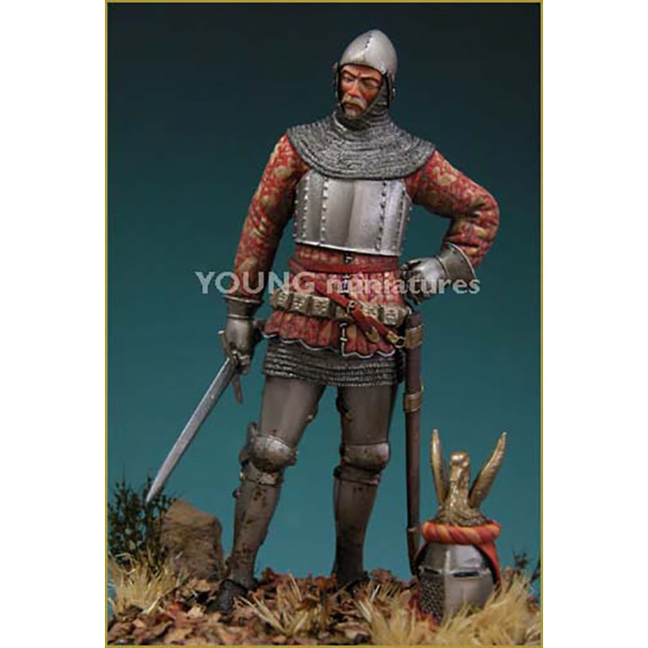 YOUNG Miniatures YH7001 70 มม.โลหะสีขาวอัศวินยุคกลาง 14th Century