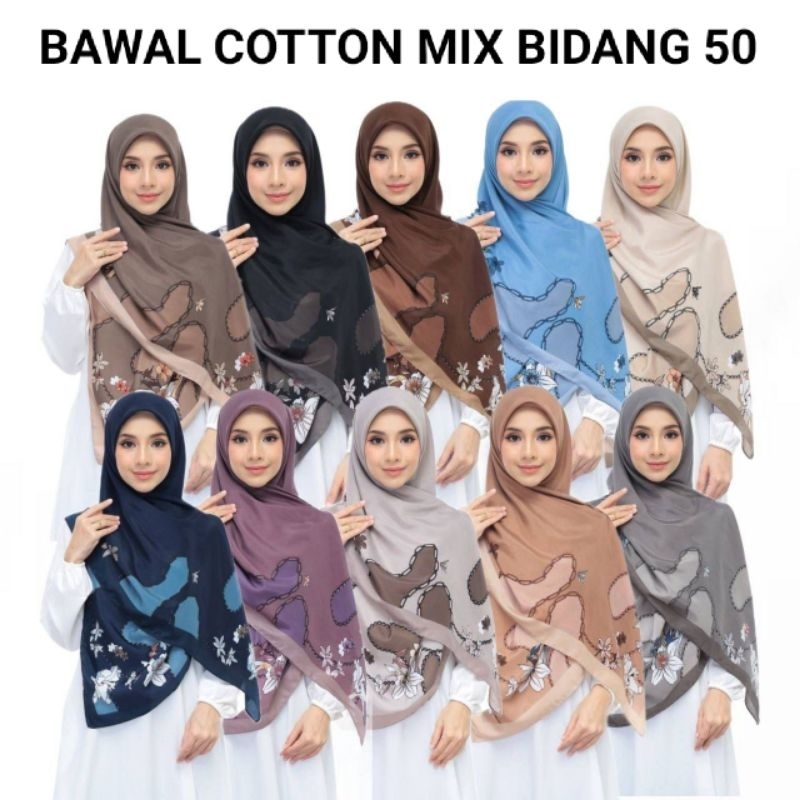 ใหม่ TUDUNG BAWAL COTTON MIX BIDANG 50 / TUDUNG BAWAL BAWAL TUDUNG 50