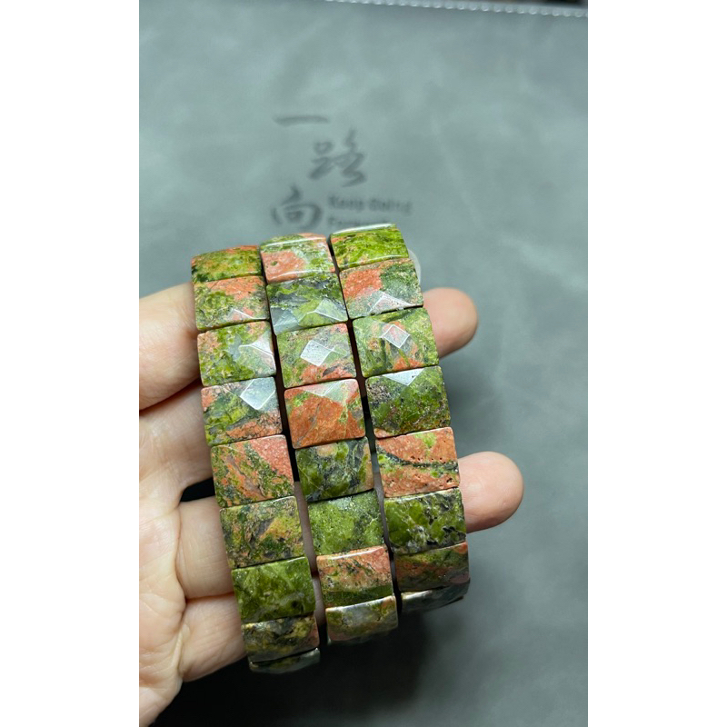 HIJAU Green Unalite Stone Bracelet / Green Unalite Stone Bracelet 12mm Board / Green unalite Stone B
