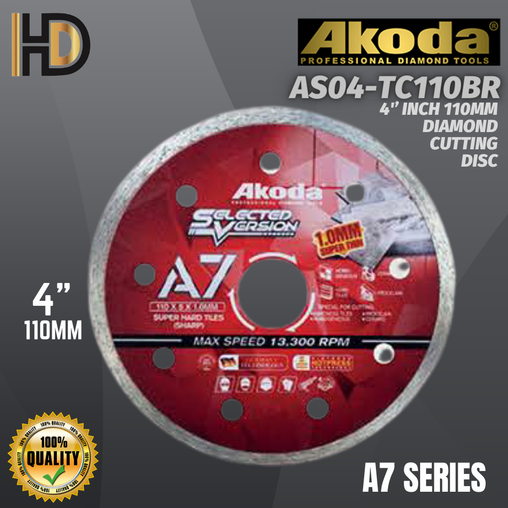 Akoda 4" 110MM A7 รุ่นที่เลือกแผ่นตัดเพชร / AKODA AS04-TC110BR 4" 110MM แผ่นตัดเพชร