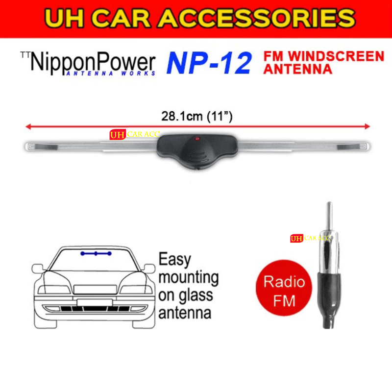 NIPPON POWER CAR INDOOR GLASSS AM / FM SUPER POWER RADIO ANTENNA NP-12 NP12 NP 12