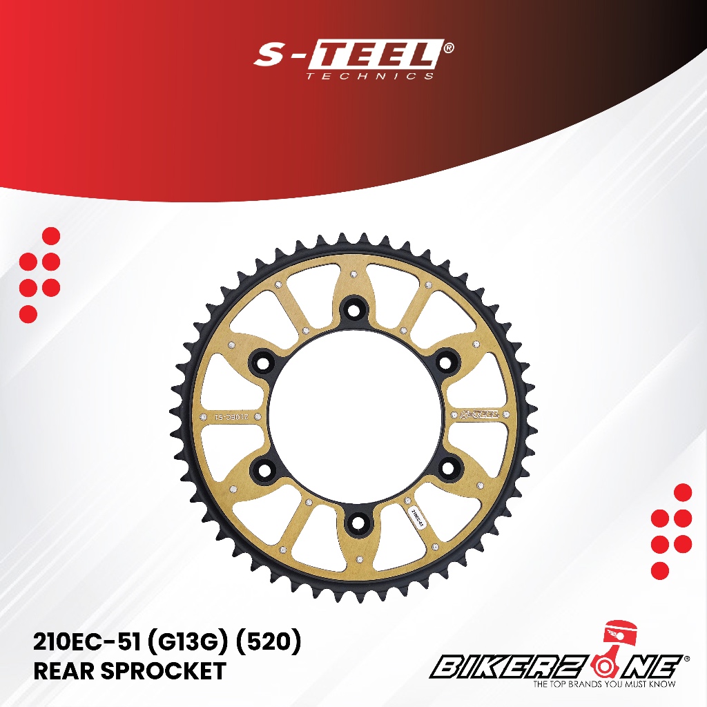 S-TEEL 210EC-51 (G13G) (520) สเตอร์หลังสําหรับ HM MOTOR, HONDA MOTORCYCLE by Bikerzone Official Stor