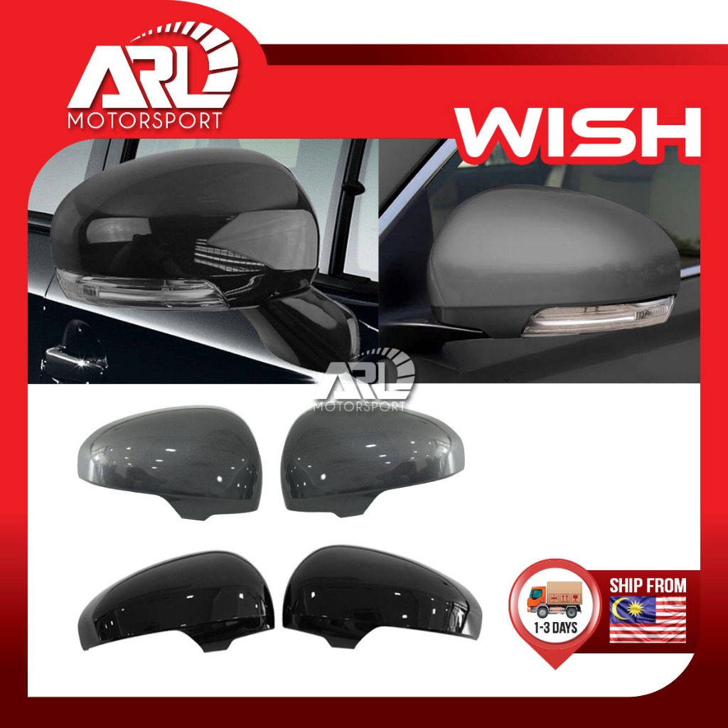 Toyota Wish AE20 (2009-2024) ฝาครอบกระจกมองข้างสีเทาสีดํา Trim ARL Motorsport รถอุปกรณ์เสริม