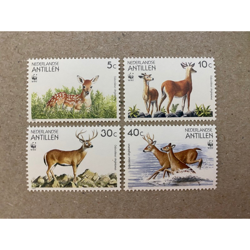 {JK} เนเธอร์แลนด์ 1992 - WWF Series Animals Antilles Stamps 4V MNH