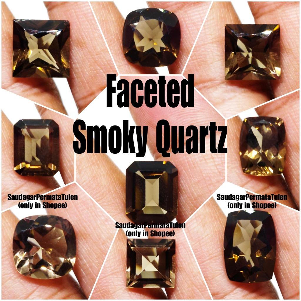 Batu Cincin "รักษา" Faceted Smoky Quartz