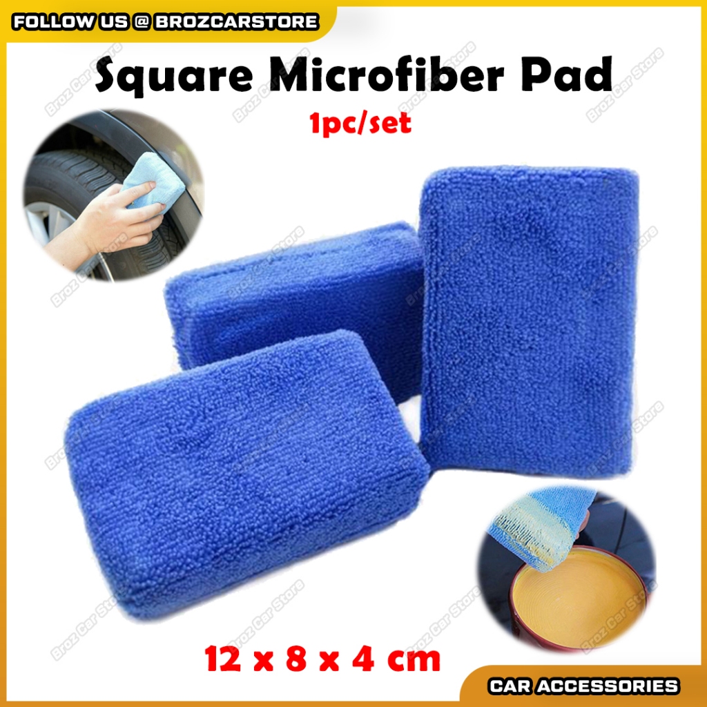 Square Microfiber Pad Cube Span Cuci ฟองน้ํา Microfibre Polish Wax Buffing Soft ล้างรถเคลือบฝุ่นผ้า 