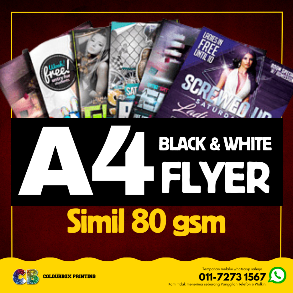 Flyer Printing A4 80gsm Simili, การพิมพ์ขาวดํา 1000 ชิ้น
