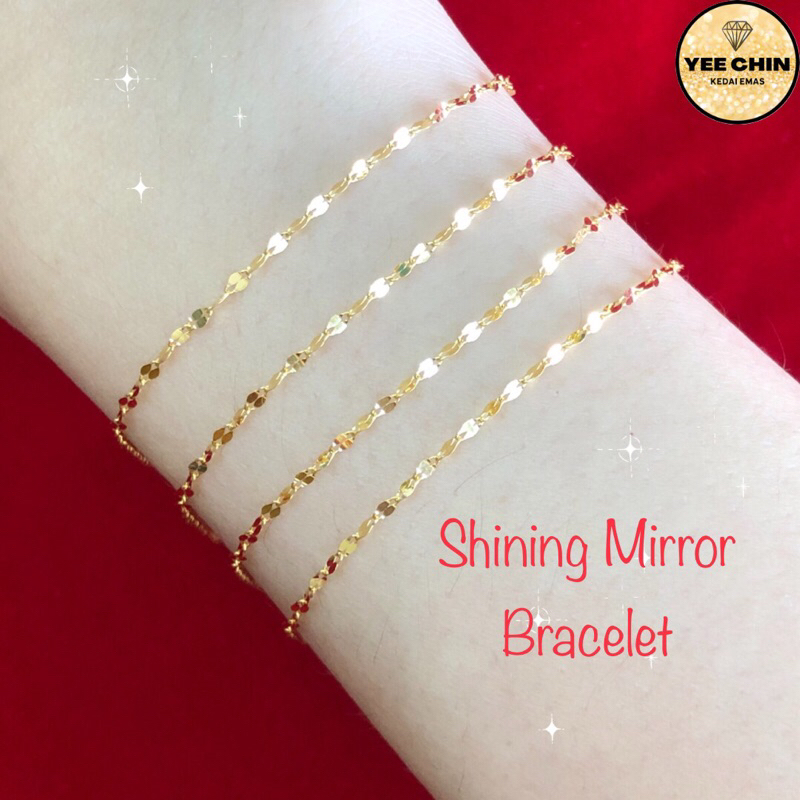 Yee Chin Gold 916 Solid Lightning Mirror Bracelet/Shining Mirror Gold 916