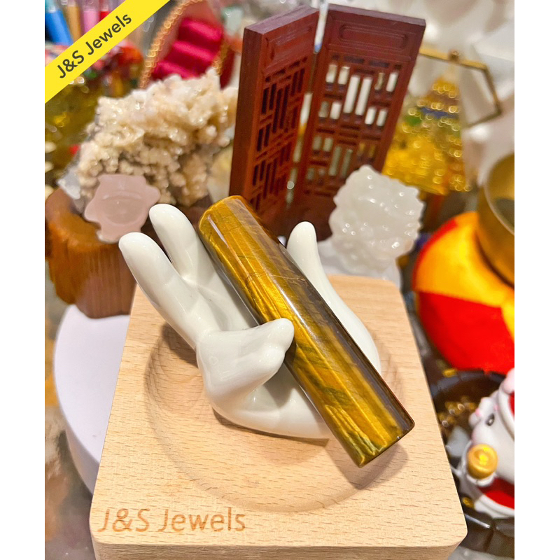 ✅特!ธรรมชาติเสือเสือคริสตัลน้ํา|部眼专用点部按摩美容棒(男女通用)รํา!100% ธรรมชาติสีเหลือง Tigers Eye Stone คริสตัลนว