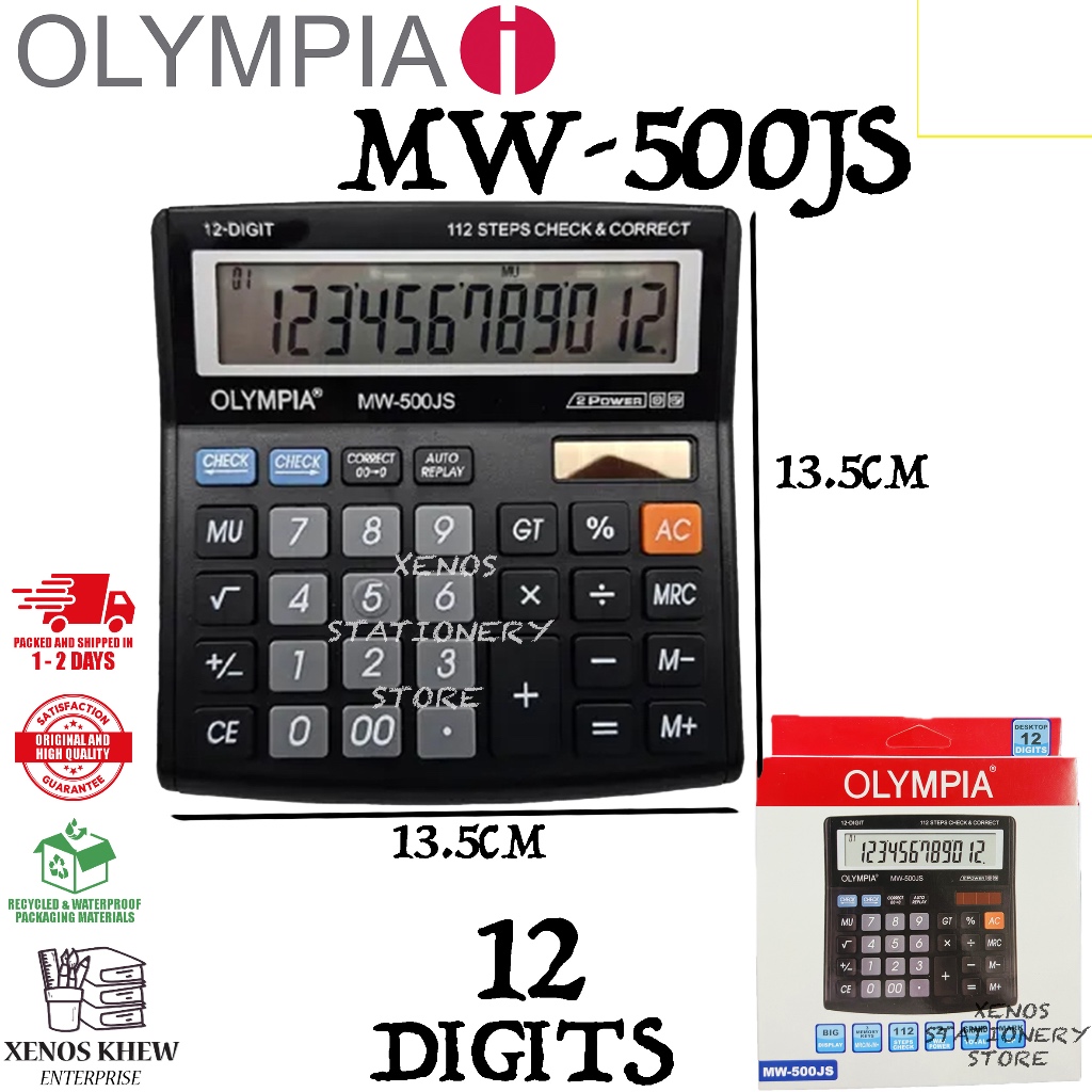 OLYMPIA MW-500JS CALCULATOR 12-DIGITS DESKTOP CALCULATOR / OLYMPIA CALCULATOR MW-500JS