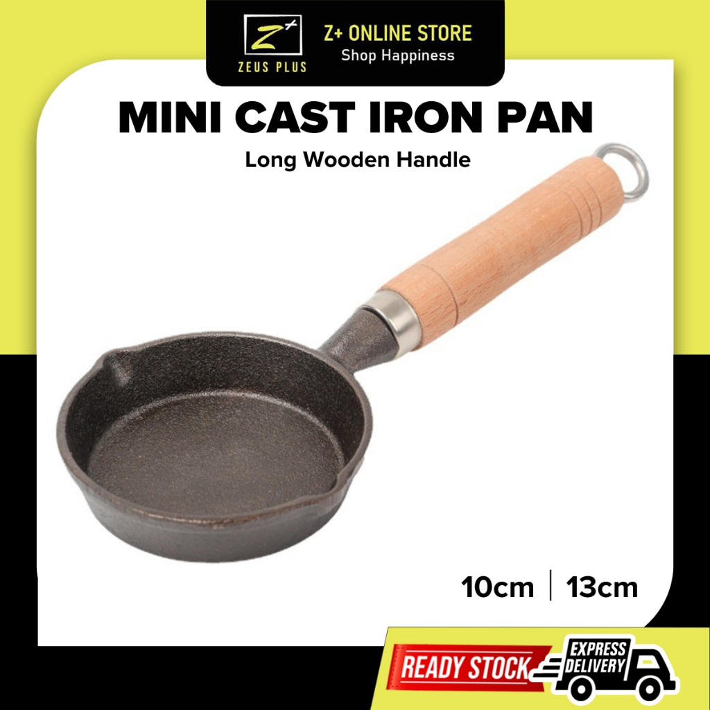 ZPLUS Mini Cast Iron Skillet (10/13 ซม.) กระทะไม่ติดด้ามไม้ไข่ไข่เจียวกลางแจ้ง Campfire กระทะทําอาหา