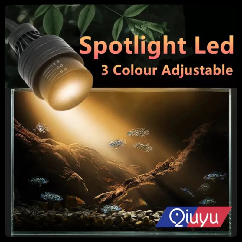 Qiuu Spotlight LED สามสีปรับ LED 3.6 W 7.2 W 9.6 W โคมไฟหญ้าน้ํา LED Aquarium แสง
