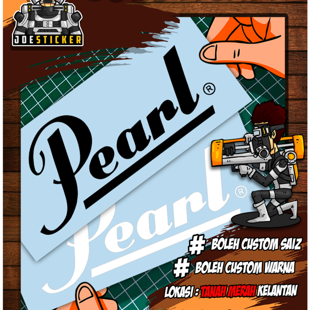 สติ๊กเกอร์ PEARL DRUM หลากหลายขนาด THERE ARE TWO BLACK/WHITE COLOR OPTIONS