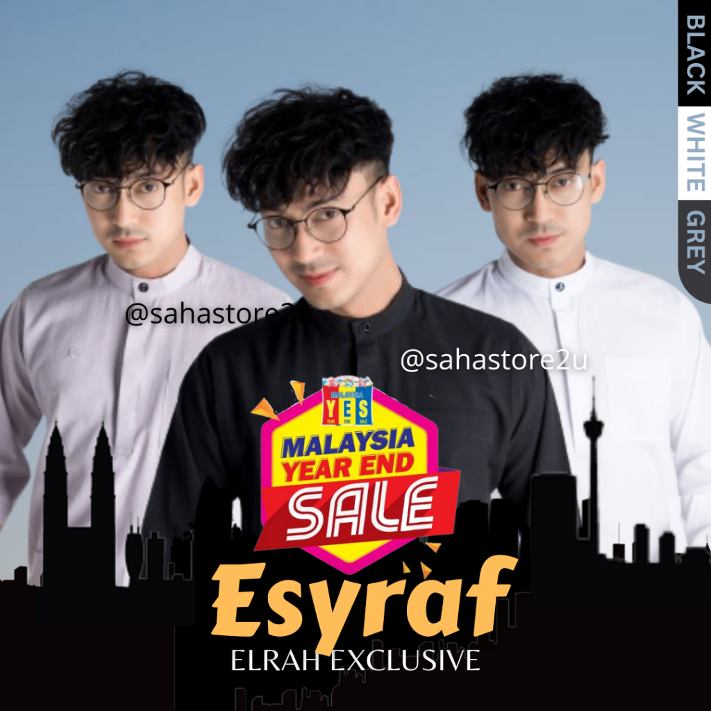 Kurta Esyraf Elrah Exclusive Baju RAYA สีดํา สีขาว สีเทาเข ้ ม สีเทา วอร ์ ม สีเทา เงิน Slim Poket Baju Melayu Hitam