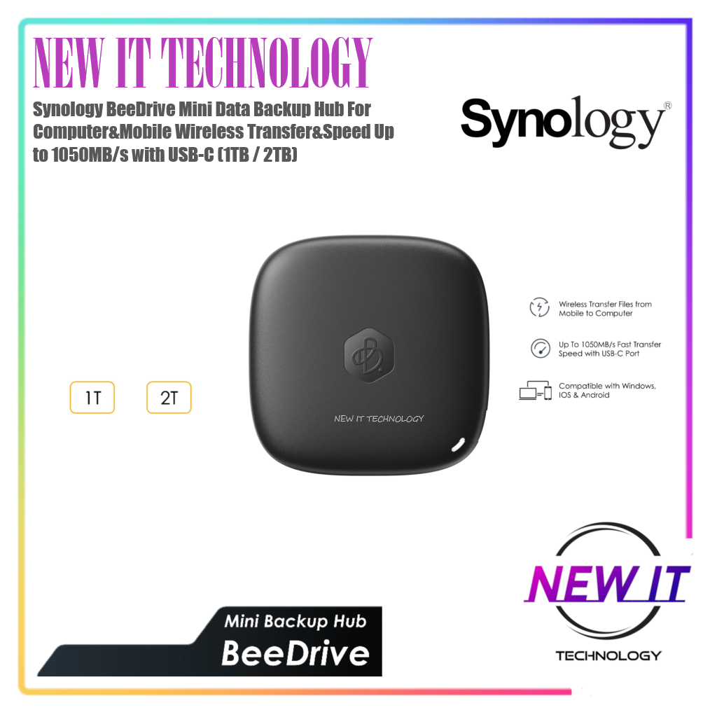 Synology BeeDrive Mini Data Backup Hub สําหรับคอมพิวเตอร์และมือถือไร้สาย Transfer&Speed สูงสุด 1050M