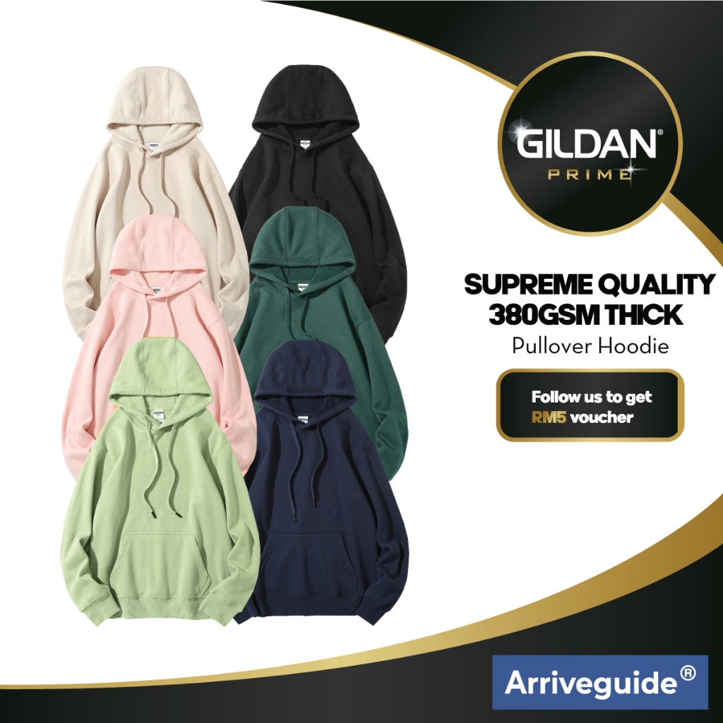 Gildan Prime x มาถึงท่องเที่ยวผ้าฝ้าย Hoodie ผู้ชาย Unisex 380gsm หลวมกระเป๋าเสื้อกันหนาว Hoodie ธรร