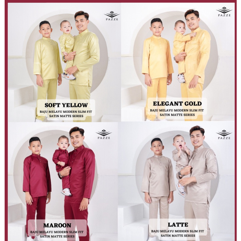 Sedon Raya Elegant Gold/Latte/Maroon/Soft Yellow Baju Melayu Modern Slim fit 3XL 4XL 5XL