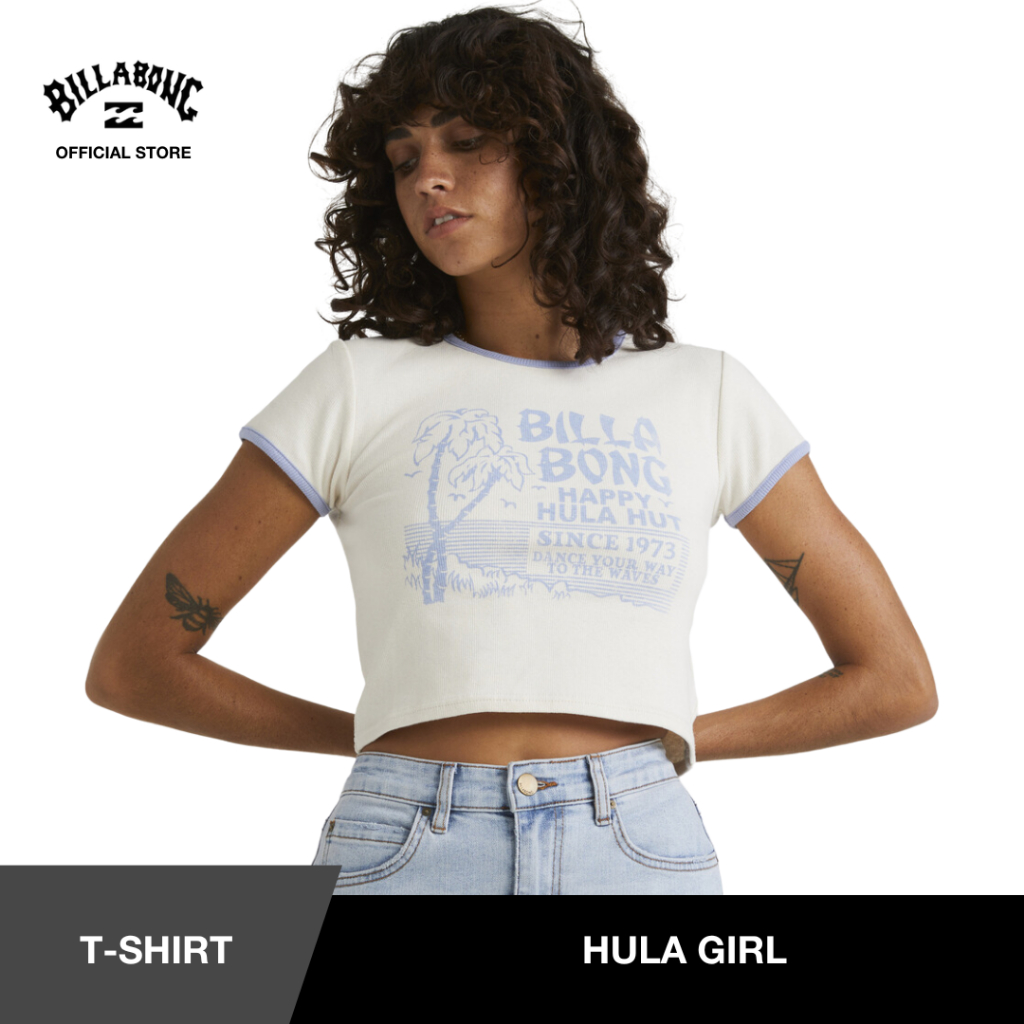 Billabong Women Hula Girl Baby Fited T-Shirt - Salt Crystal