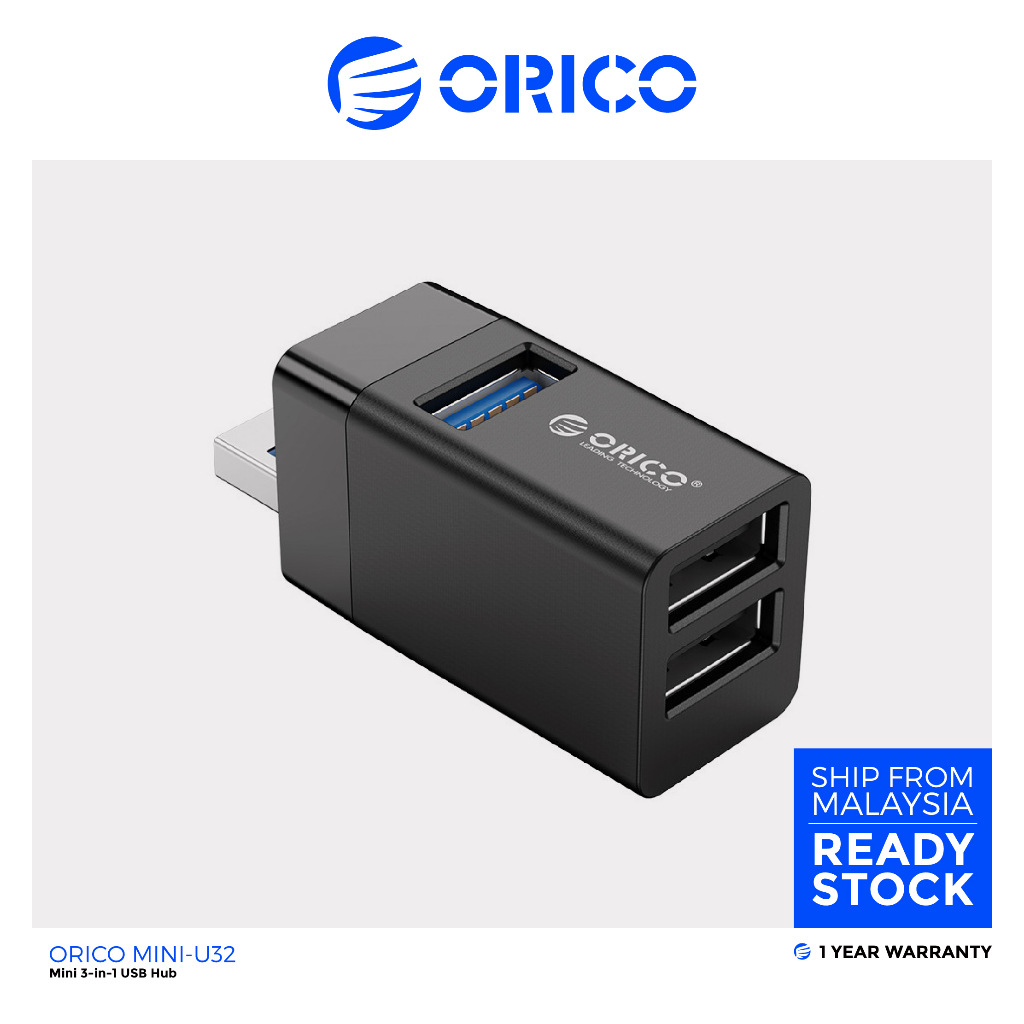 ORICO Mini-U32 ฮับ USB 3 พอร์ต (1x USB 3.0 & 2 x USB 2.0)
