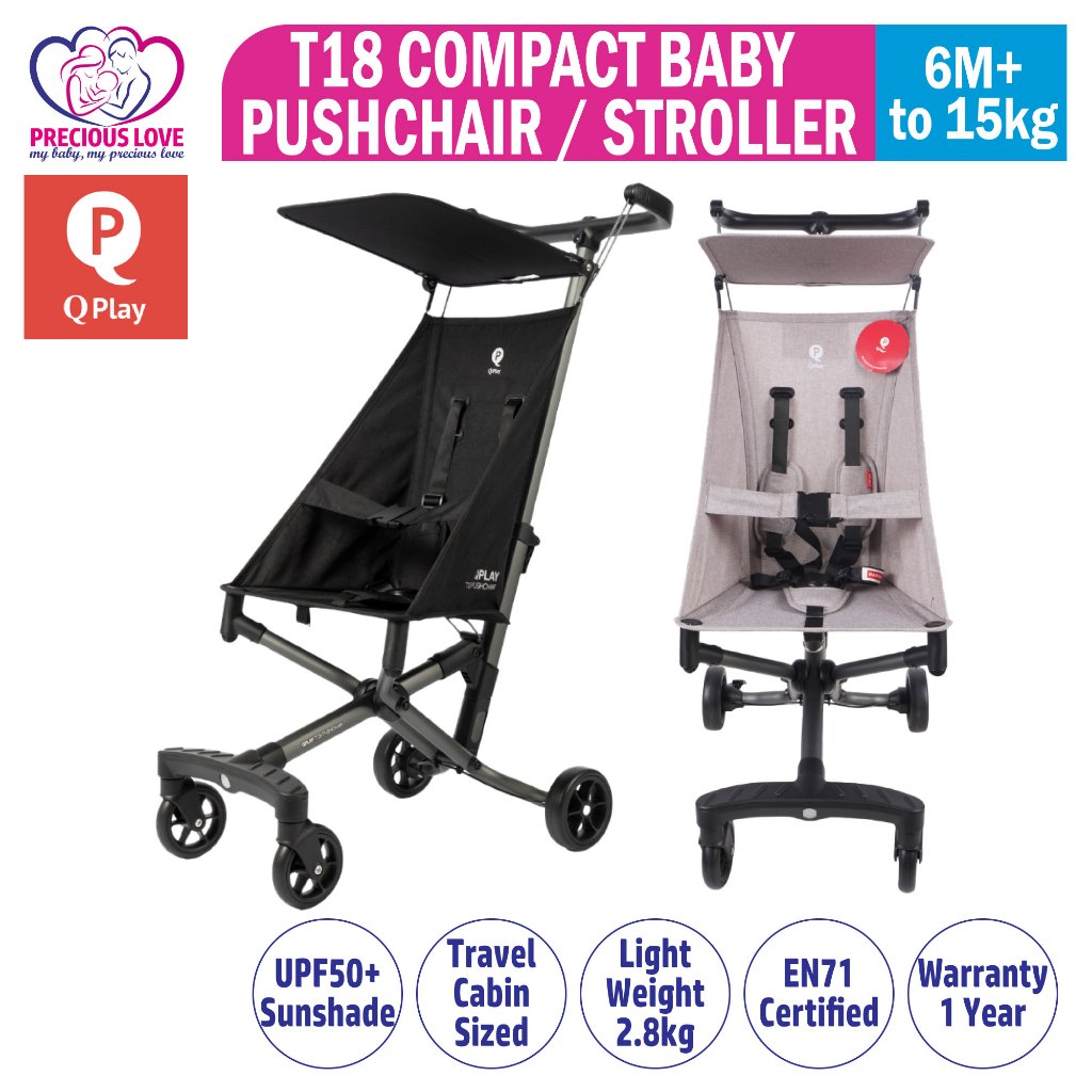 Qplay T18: รถเข็นเด็กน้ําหนักเบาและมีสไตล์ (2.8กก.) - กะทัดรัด ปลอดภัย และเป็นมิตรกับการเดินทาง