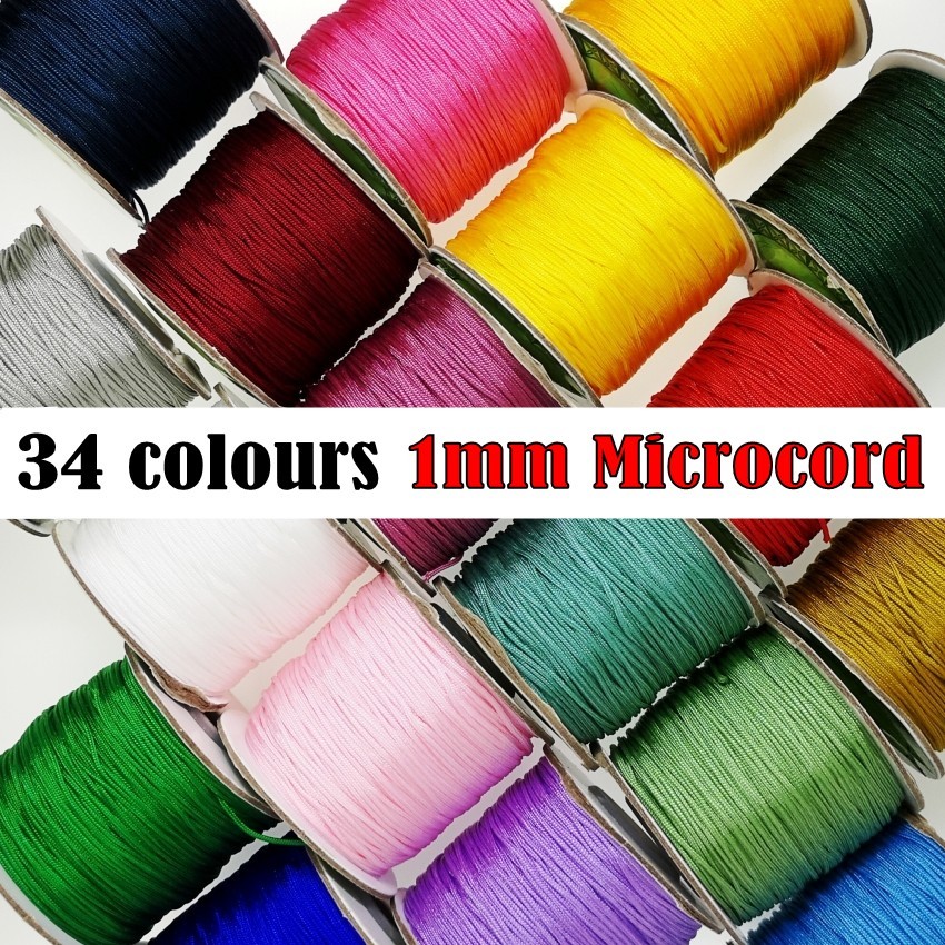 10ft Microcord 1 มม.สายไมโครสําหรับสร้อยข้อมือ Paracord Handcraft Strand Craft DIY Lanyard Neon Fluorescent Stitch ทอผ้า
