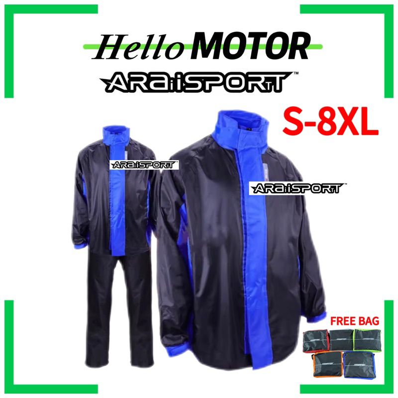 Blue ARAISPORT AAS01 SPORT ARAI RAINCOAT เสื้อเชิ้ต เต็มตัว 1.5 กก. 2 ชั้น S M L XL 2XL 3XL 4XL RRS07 GIVI