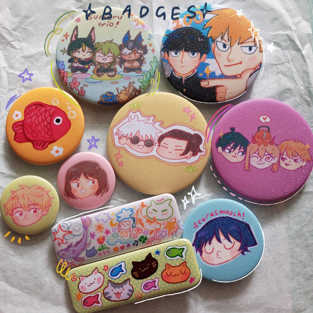 BADGES Genshin Impact, Chainsaw Man, Mob Psycho