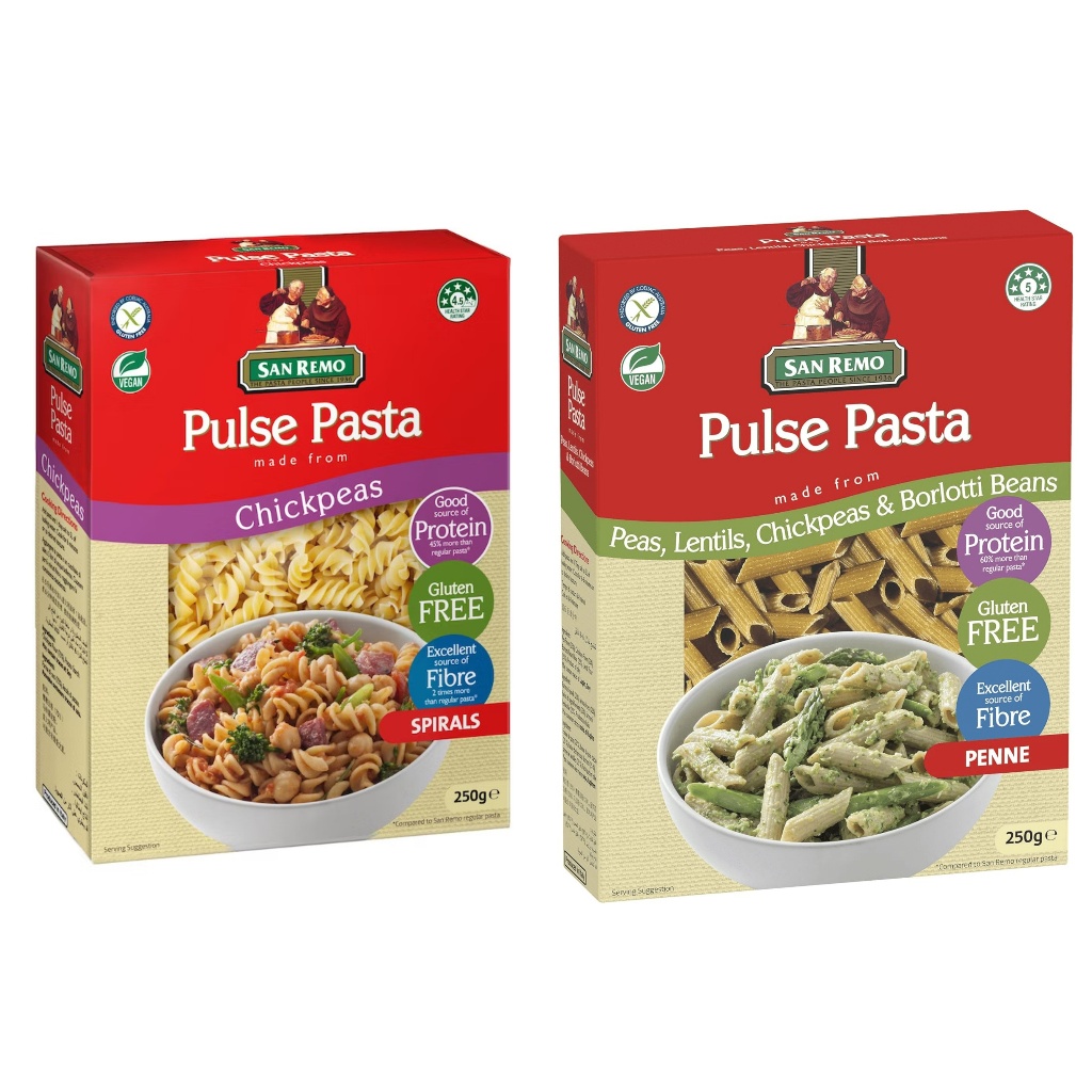 San Remo Pulse Pasta [ Chickpea Spirals / Peas, Lentils, Chickpeas & Borlotti Beans Penne ]