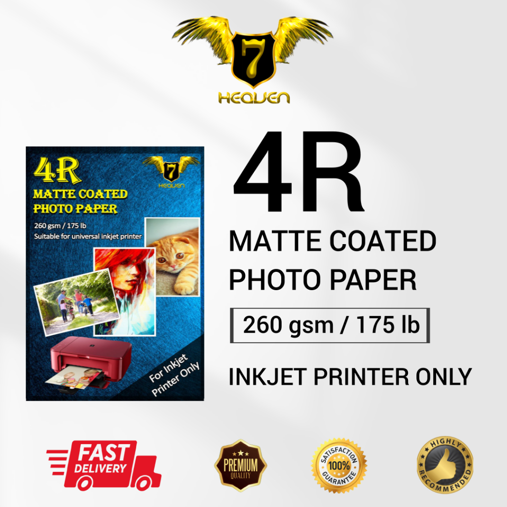 7 Heaven 4R กระดาษภาพถ่ายด้าน 260gsm RC สําหรับเครื่องพิมพ์อิงค์เจ็ท