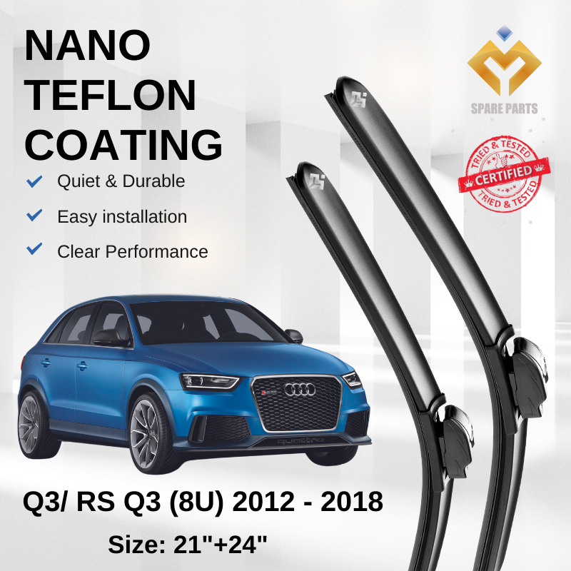Audi Q3 / RS Q3 8U (2012-2018) Premium Japan Tech Car Wiper 21+24 Type 04 Clip, แถมฟรี ผ้าทําความสะอ