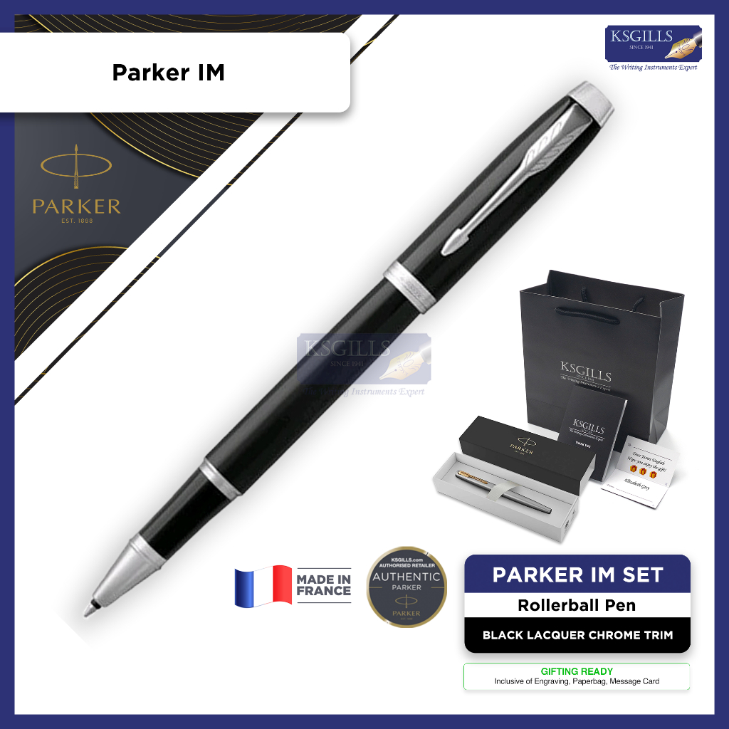 Parker IM ปากกาโรลเลอร์บอล - สีดํา โครเมี่ยม (พร้อมไส้ปากกา สีดํา - ขนาดกลาง (M) / /