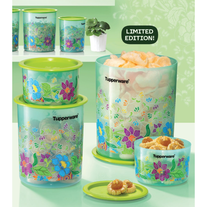 Tupperware Batik One Touch Collection / Topper Junior 600ml / Canister Small 2L 2.0L / Canister Large 4.3L