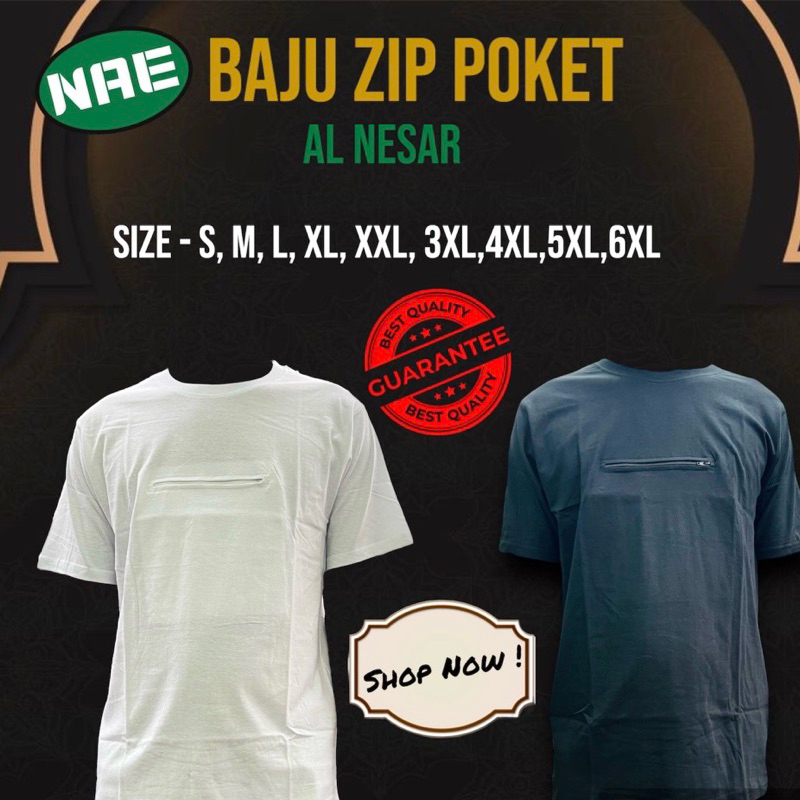 Haji T shirt Pocket zip Baju Haji & umrah. Baju - Al Nesar (NAE)
