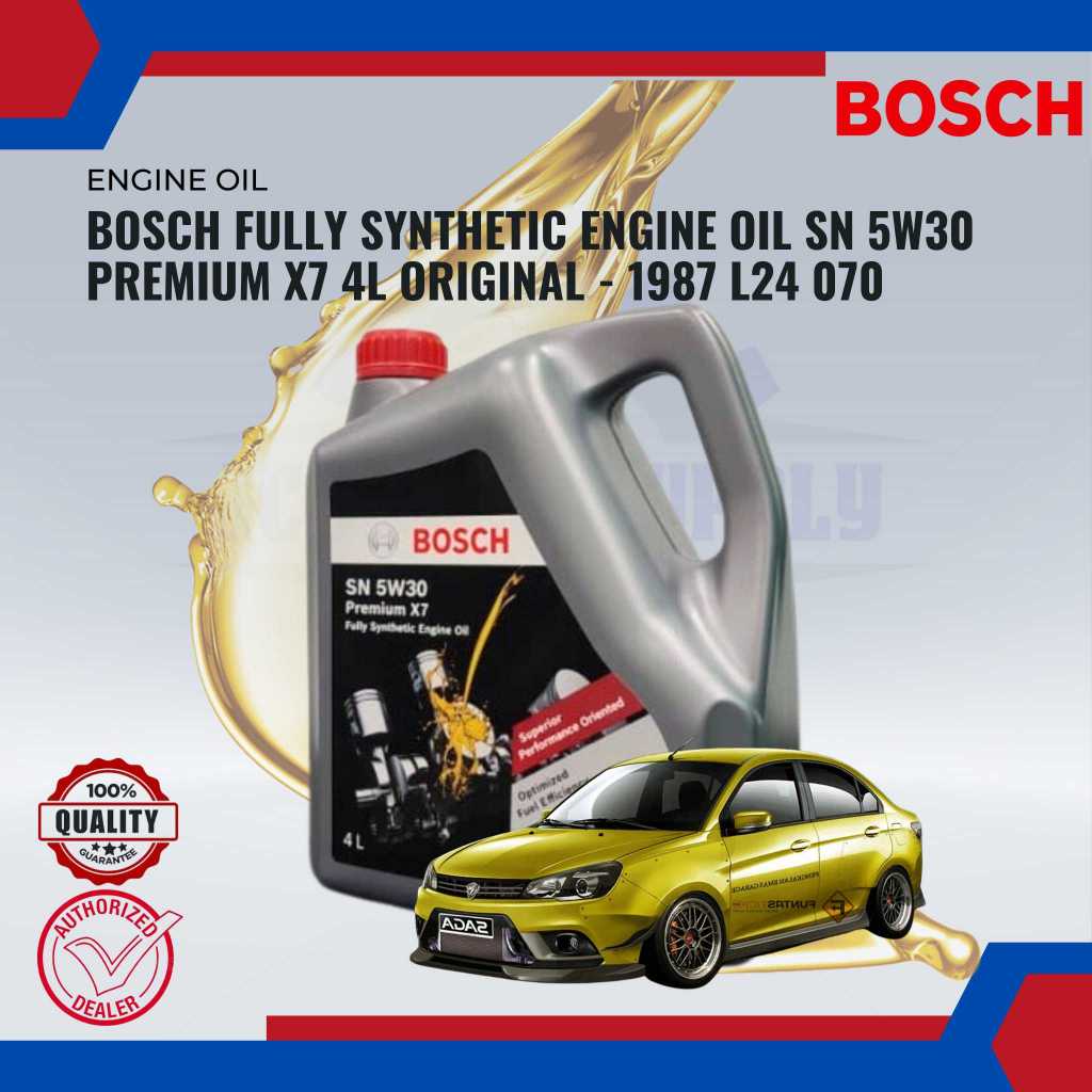 BOSCH FULLY SYNTHETIC ENGINE OIL SN 5W30 PREMIUM X7 4L - 1987 L24 070