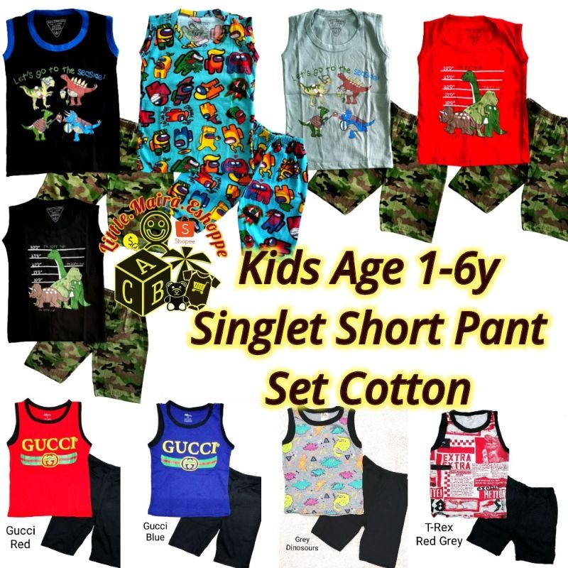 Kids เสื้อกล้ามชุดกางเกงสั้น Playset Mickey Mouse Winnie The Pooh Trucks Elmo Dinosours Army Jersey 