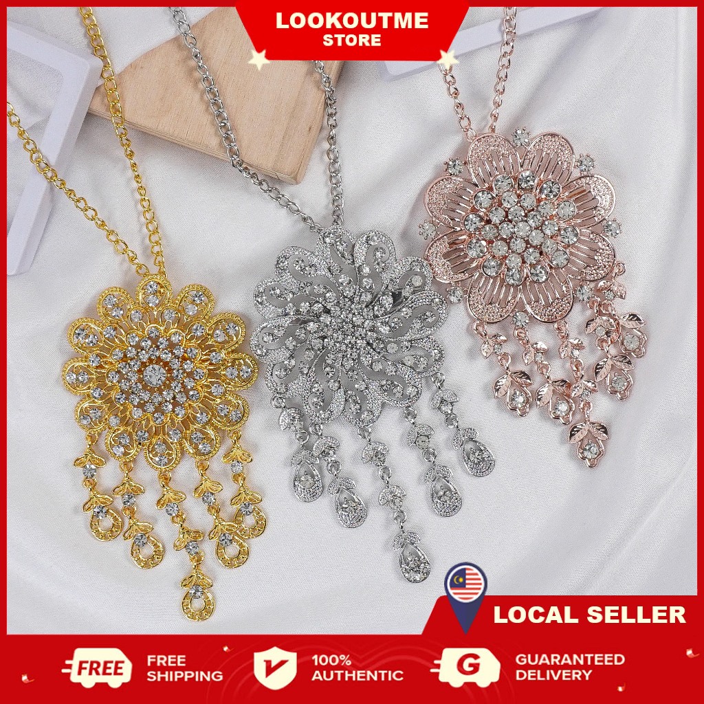 Doh Kebaya แบบดั้งเดิม Single Pin Rantai Doh Diamond Kebaya Berjurai สร้อยคอ Kerongsang คลาสสิก Musl