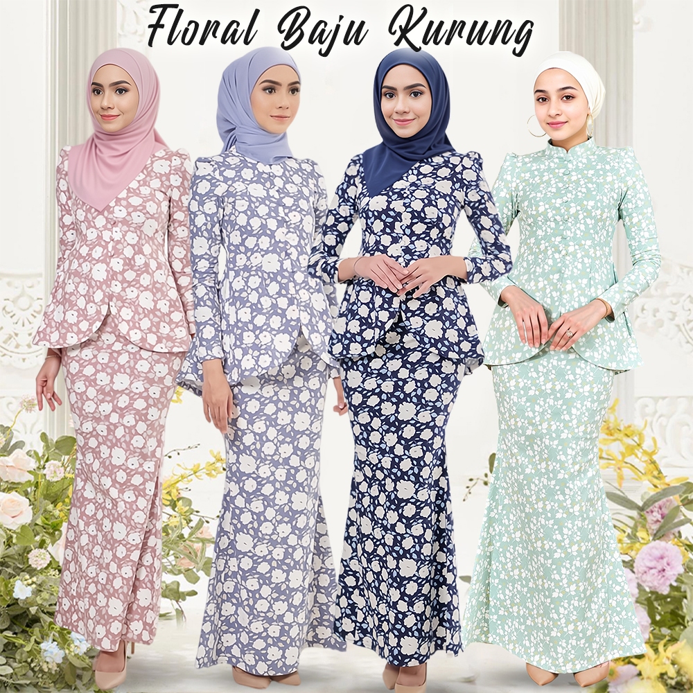 Baju Kurung Moden Baju Raya 2024 IRONLESS Kurung Flower Kurung Crepe Muslimah Fashion Kurung Modern Kurung Nikah Tunang