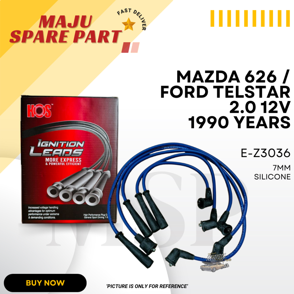 MSP PLUG CABLE MAZDA 626 / FORD TELSTAR 2.0 12V 1990 YR 7MM SILICONE 1SET E-Z3036