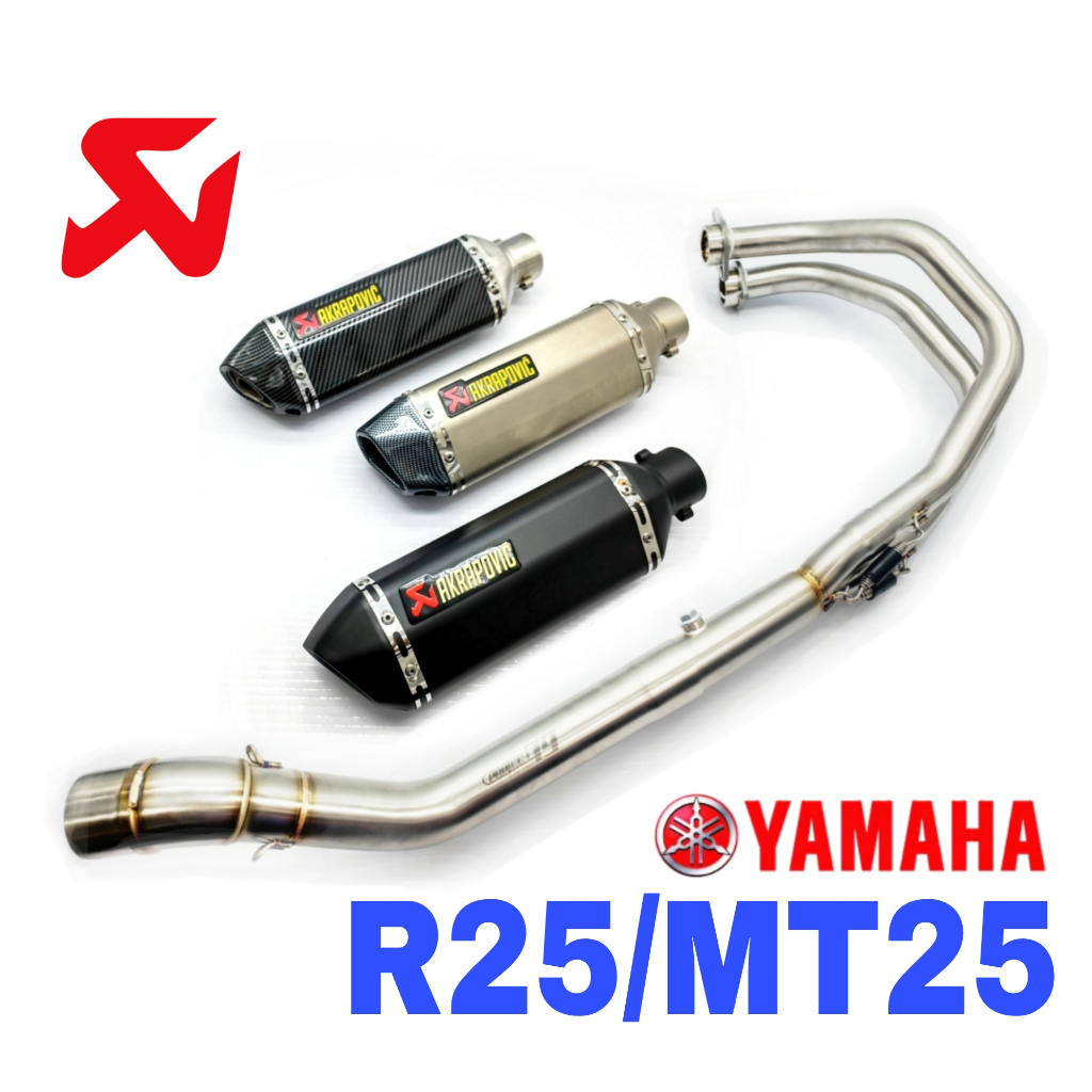 Yamaha R25 / MT25 Project79 ท่อไอเสียระบบเต็มท่อไอเสียสแตนเลส Ekzos ท่อไอเสีย Akrapovic ยาว Akra R25