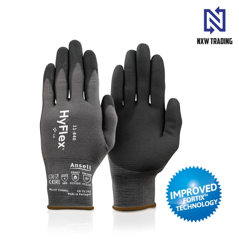 Ansell HYFLEX 11-840 NITRILE-COATED GLOVE [1 PAIR]