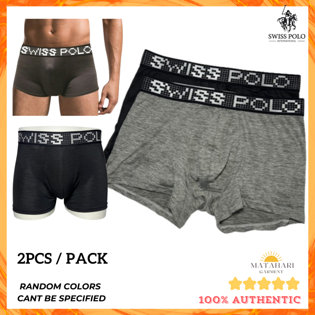 2 ชิ้น Swiss Polo Men Boxer ผ้าฝ้ายนุ่มสบาย Trunk Speender Seluar Dalam Lelaki Boxer ผู้ใหญ่