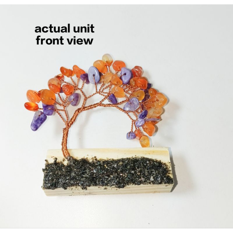 (FRIDGE MAGNET) CUSTOM MADE CARNELIAN, CHAROITE และ BLACK HYPERSTENE CRYSTAL TREE FRIDGE MAGNET