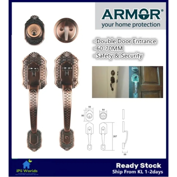 Ipii Armour Double DOOR Entrance Gripset DOOR Handle Lockset Handle Set ATH-120/AC MIAN DOOR -READY